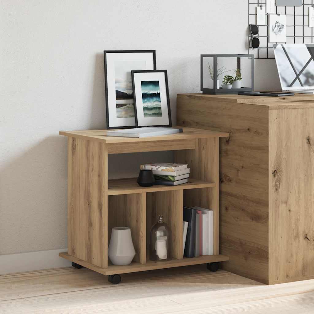 vidaXL Rolkast 60x45x60 cm bewerkt hout artisanaal eikenkleurig