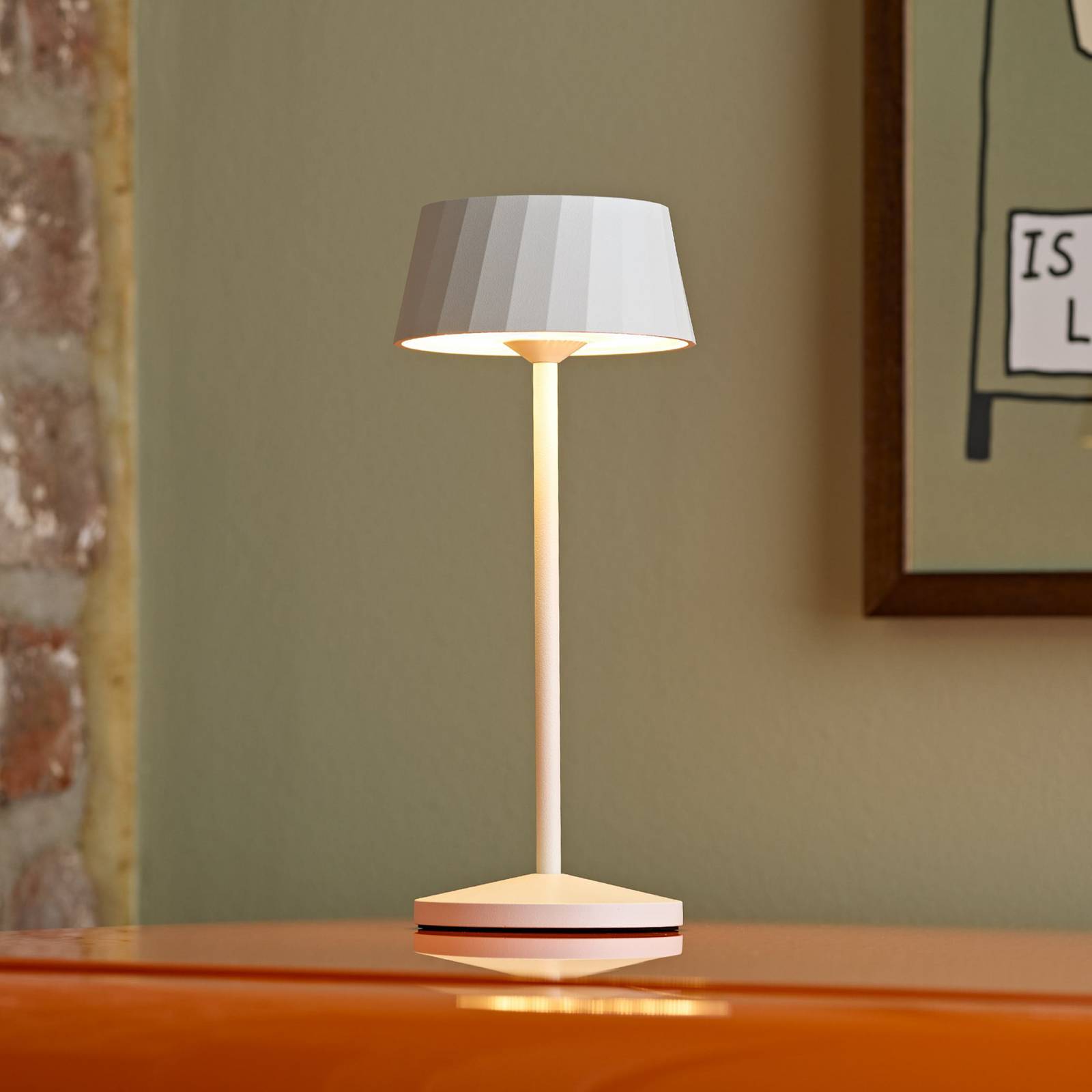 Sigor LED tafellamp Facetta, wit, 22 cm, metaal, CCT IP44