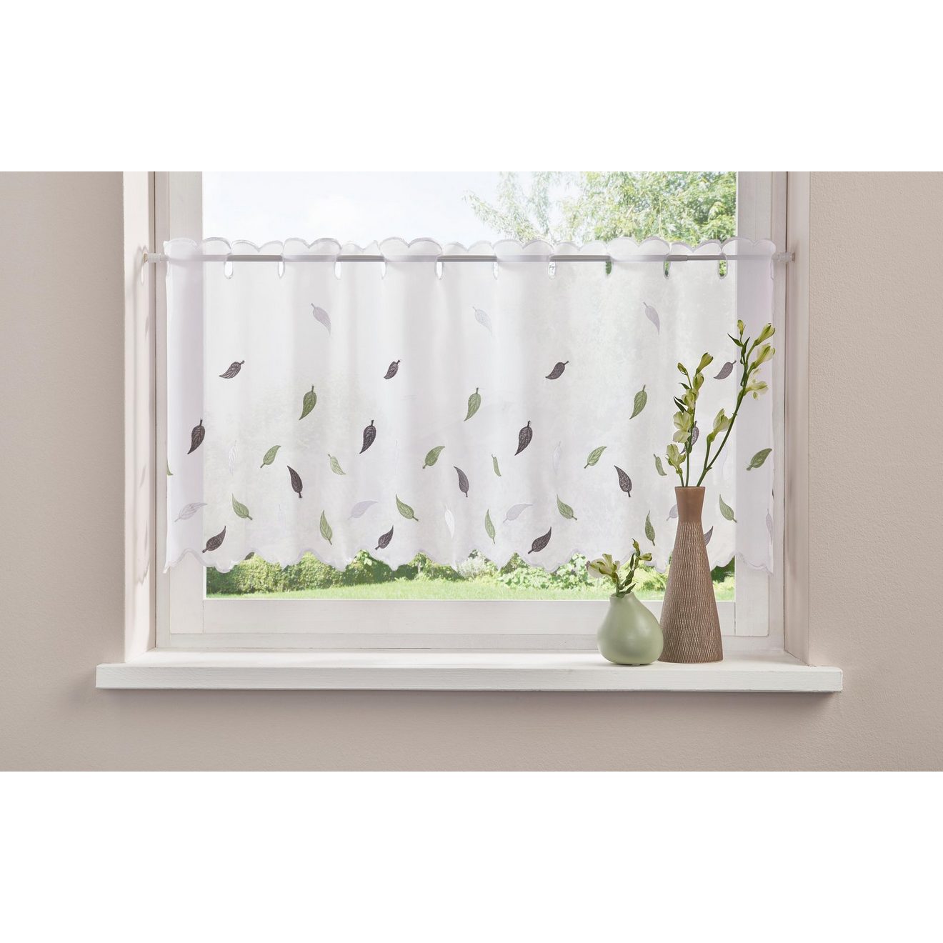 Home affaire Valletje Bladeren met borduursel, voile, blaadjes (1 stuk)