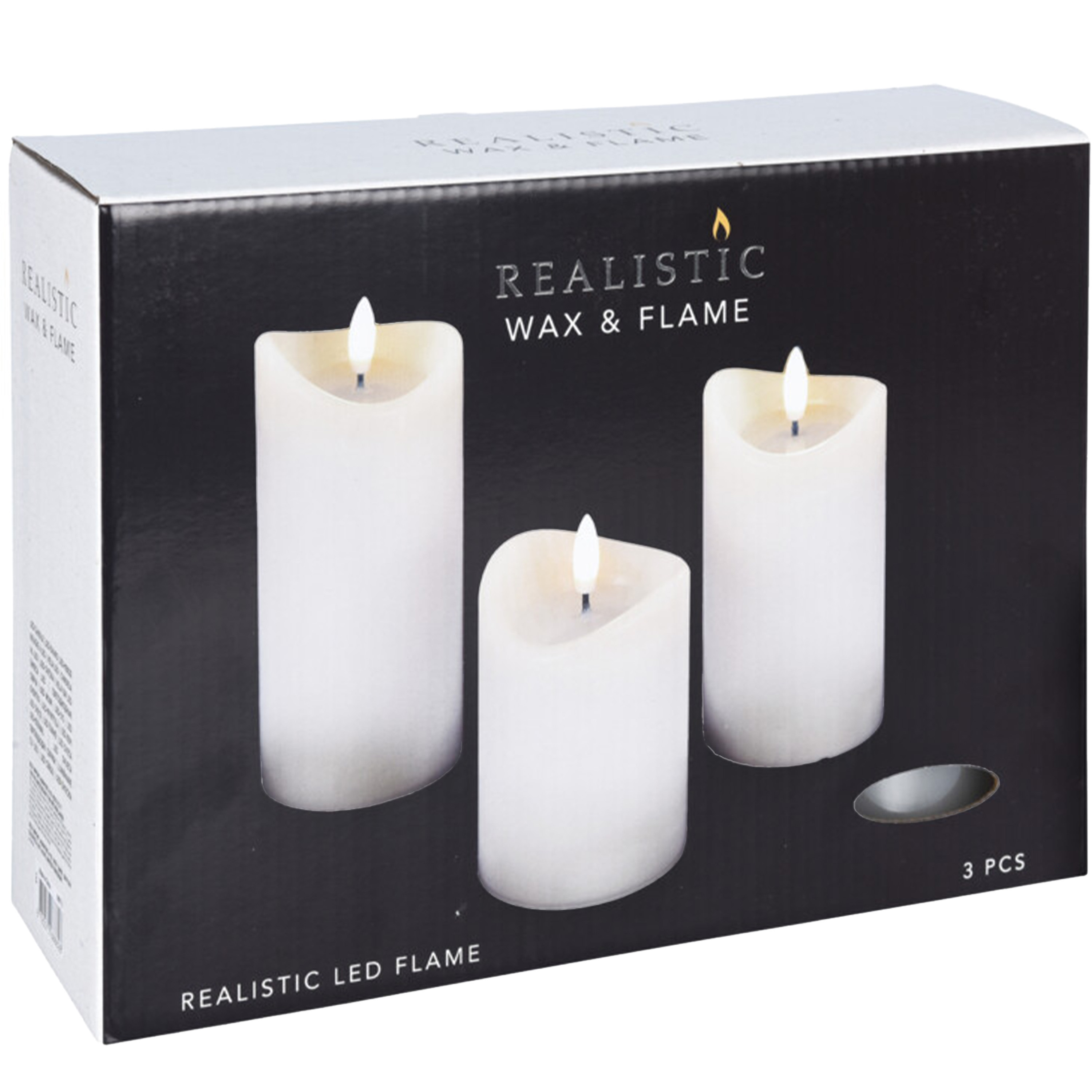 Merkloos LED kaarsen/stompkaarsen - set van 3x st - wit - wax - met timer - D7 cm -