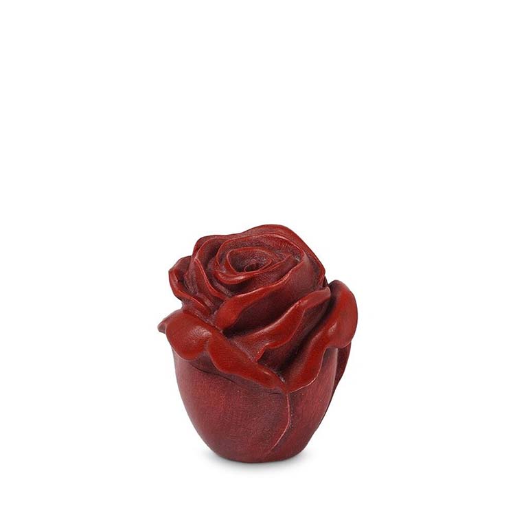 Urnwebshop Mini Roos Urn, Rood Gebeitst Lindehout (0.01 liter)