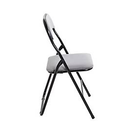 HAKU klapstoel, zonder armleuningen, bekleding zitting en rugleuning, bekleding grijs fluweel, B 450 x D 450 x H 810 mm, zwart staal, 6 stuks