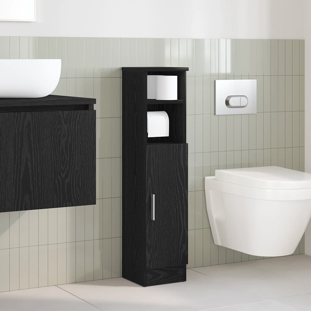 vidaXL Badkamerkast met rolhouder 20,5x22x90 cm zwart