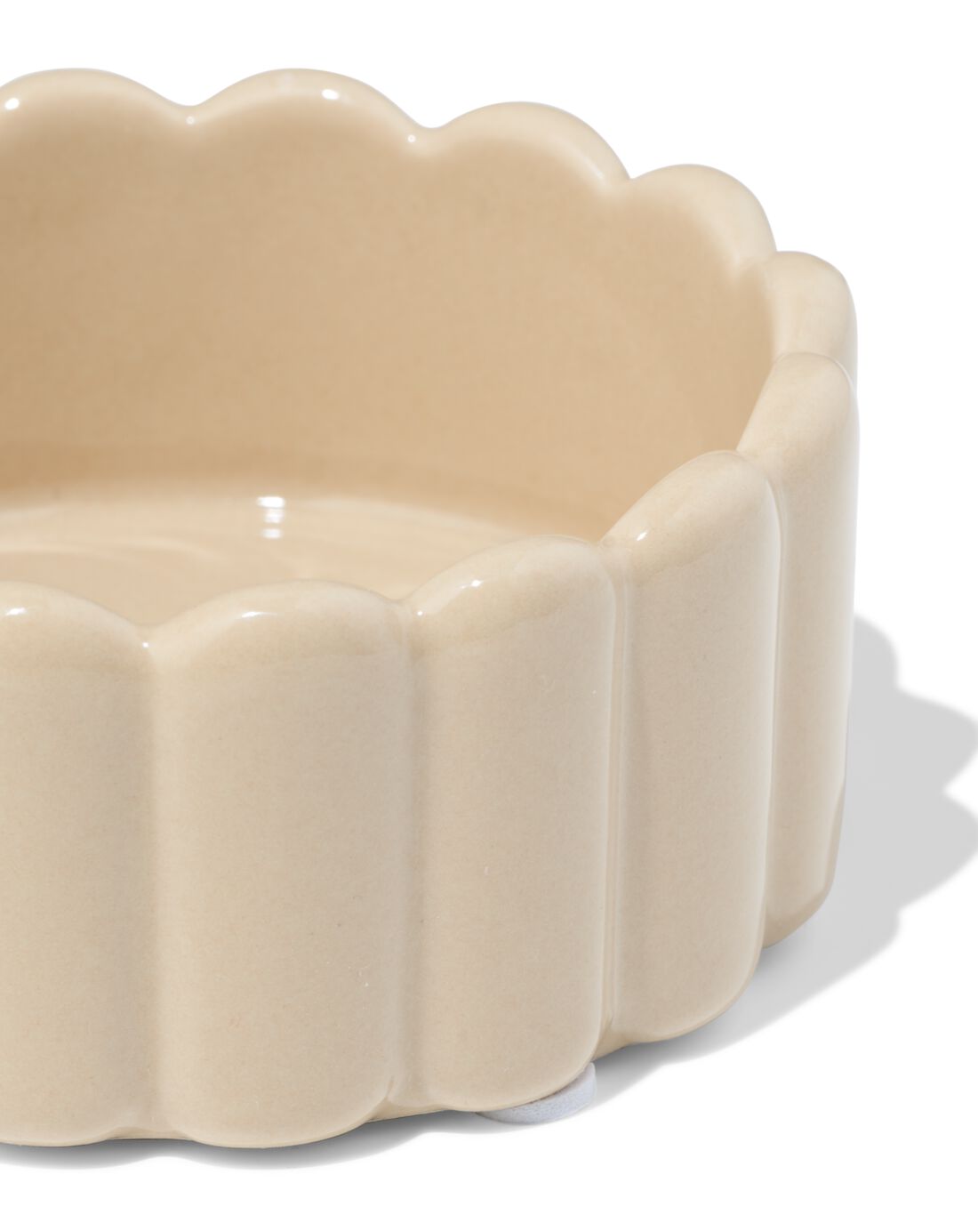 051 Kaarsonderzetter ⌀10cm Keramiek Ribbel Zand (zand)