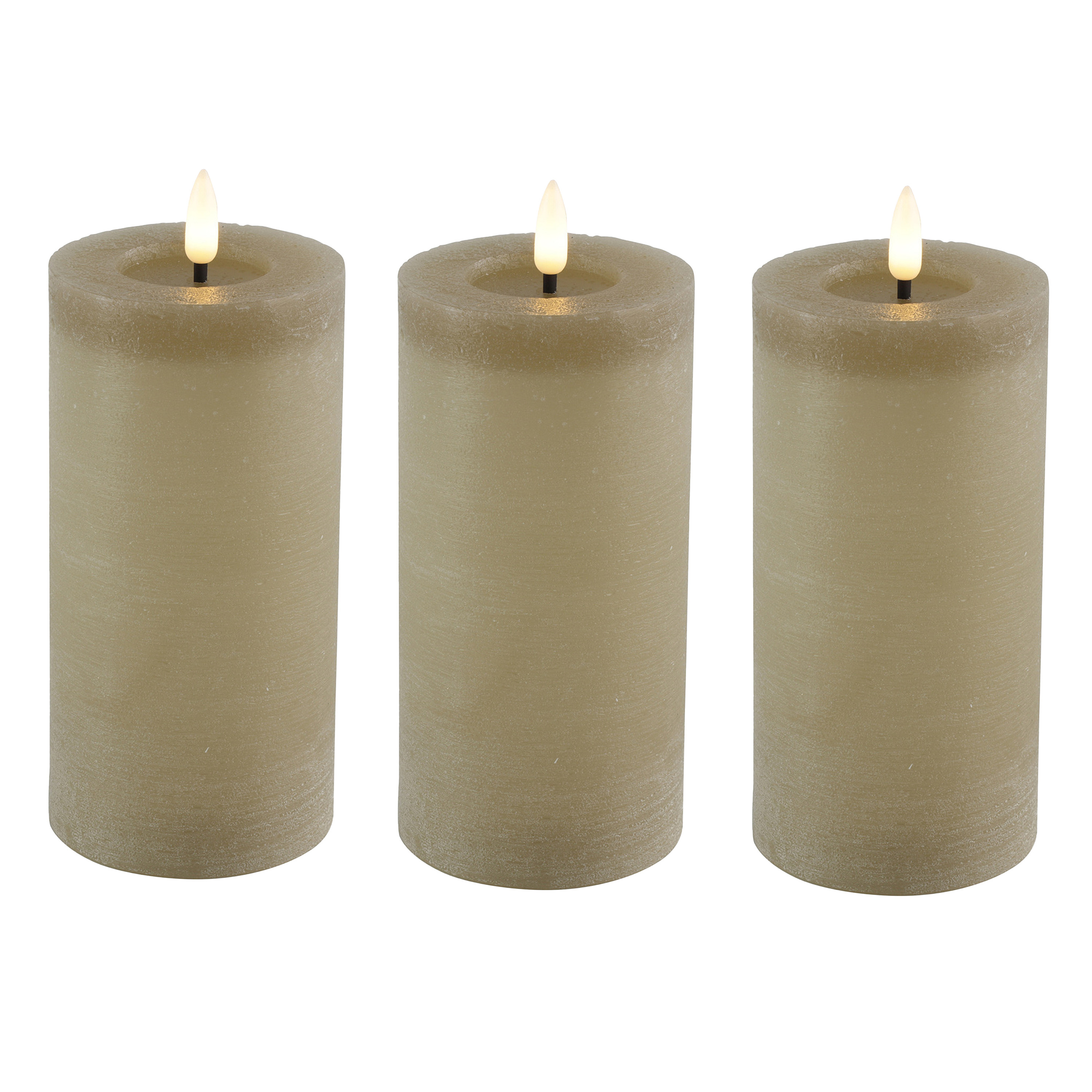 Countryfield LED kaars/stompkaars - 3x - beige - D7,5 x H15 cm - timer -