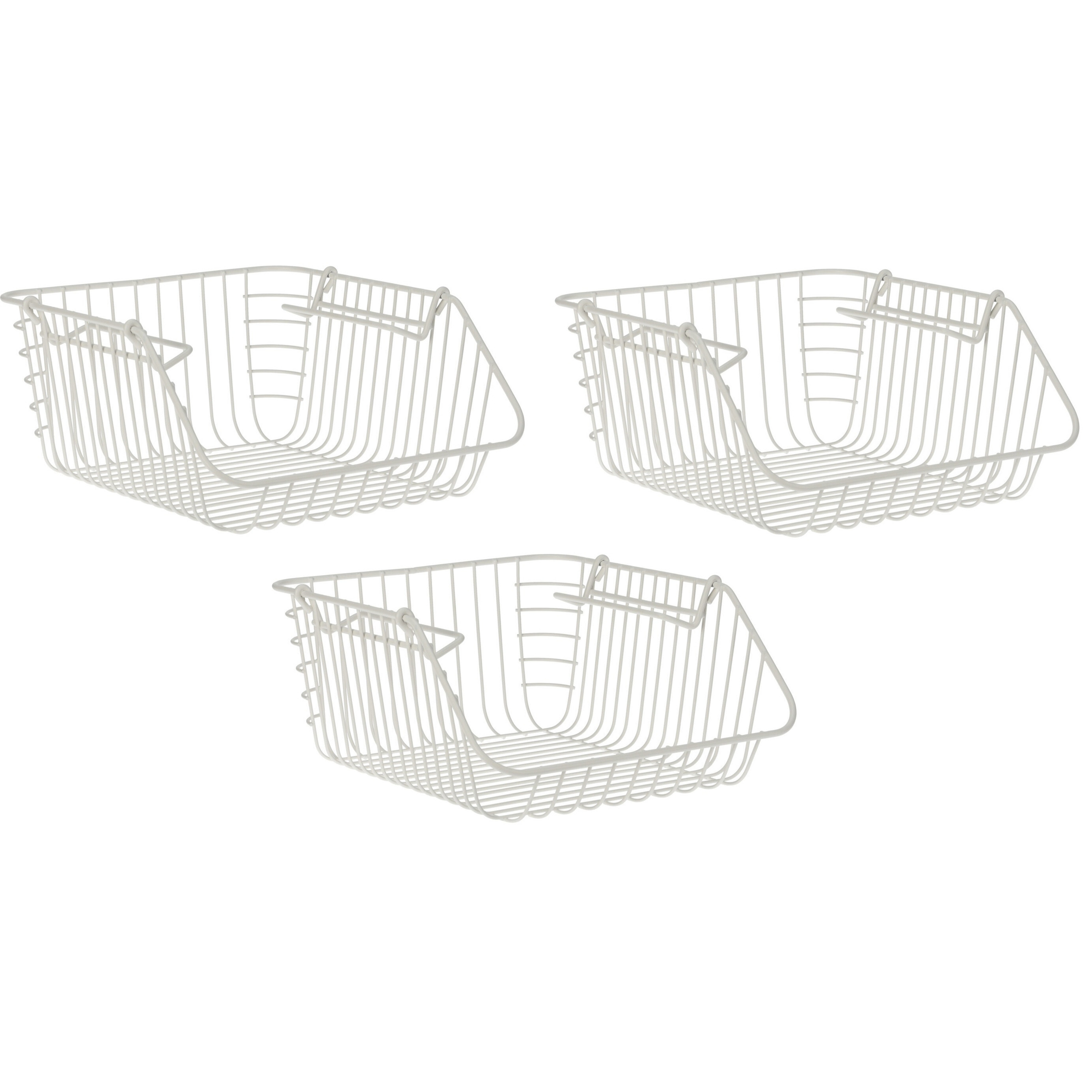 Excellent Houseware Set van 3x stuks witte opberg/opruim mandjes stapelbaar 29 x 27 x 14 cm -