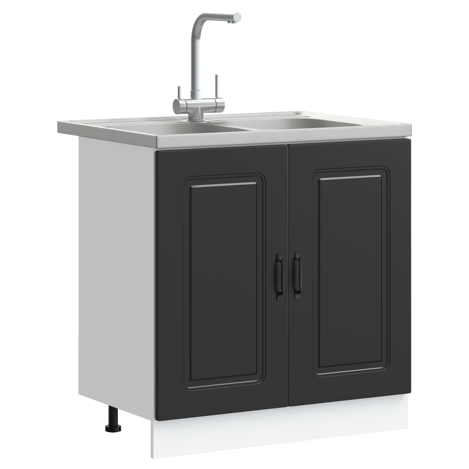 vidaXL Keukenkast Kalmar 2 pcs Zwart 80 x 46 x 81.5 cm Bewerkt hout