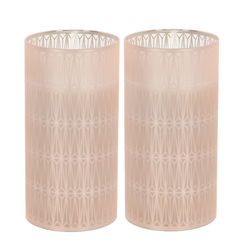 Home & Styling luxe LED kaars - 2x - in glas - warm wit - D7,5 x H15 cm - Stompkaarsen - Sfeer kaars -