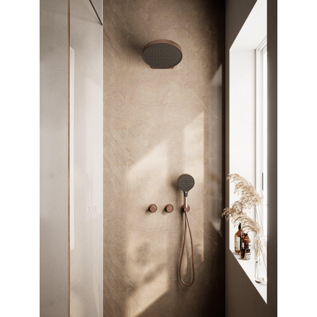 Hotbath ACE Regendoucheset - inbouwkraan - thermostatisch - 30cm hoofddouche - handdouche - geborsteld koper PVD SWAC009BCP