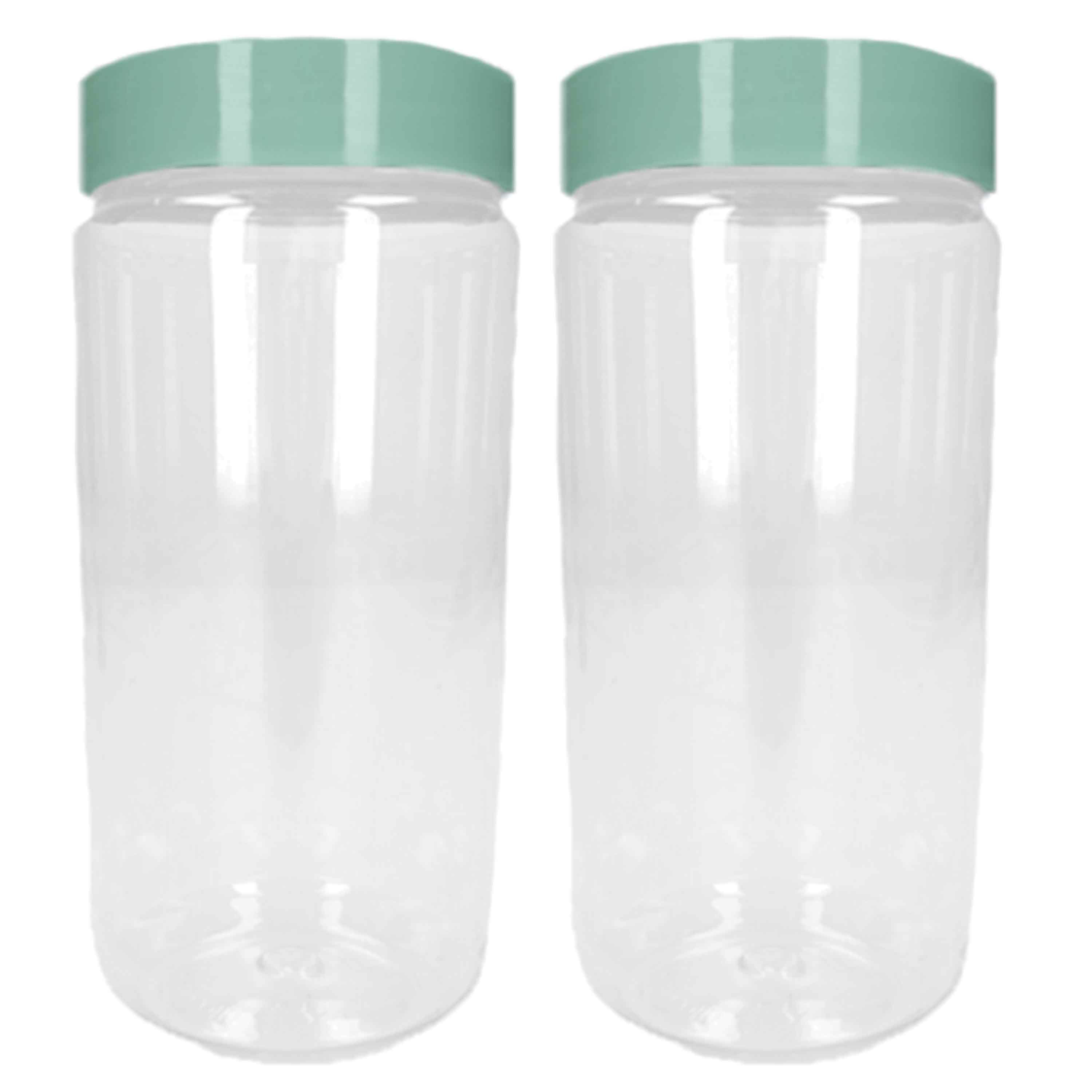 PlasticForte Voorraadpot/bewaarpot - 2x - 550 ml - kunststof - mint groen - B7 x H16 cm -