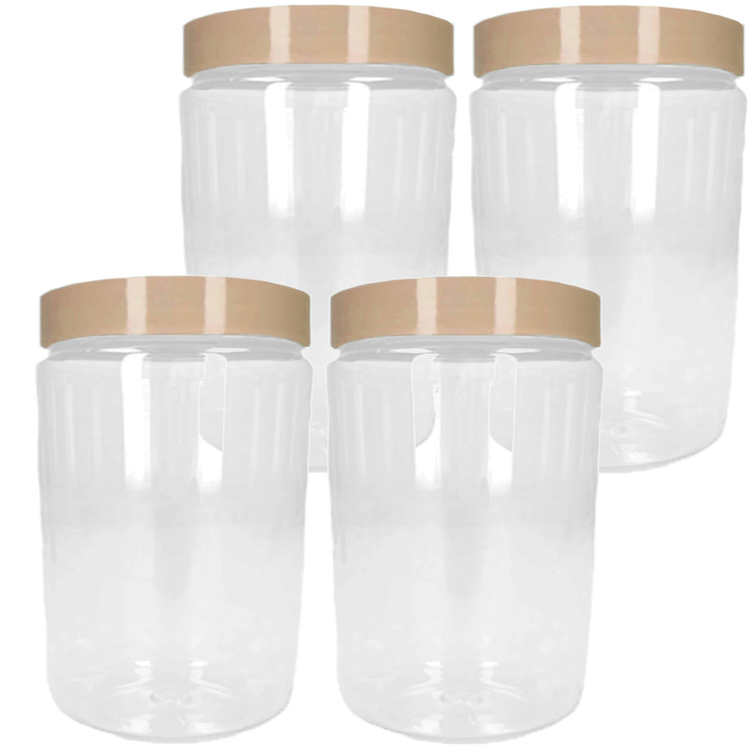 PlasticForte Voorraadpot - 6x - bewaarpot - 450 ml - kunststof - beige - 7 x 13 cm -