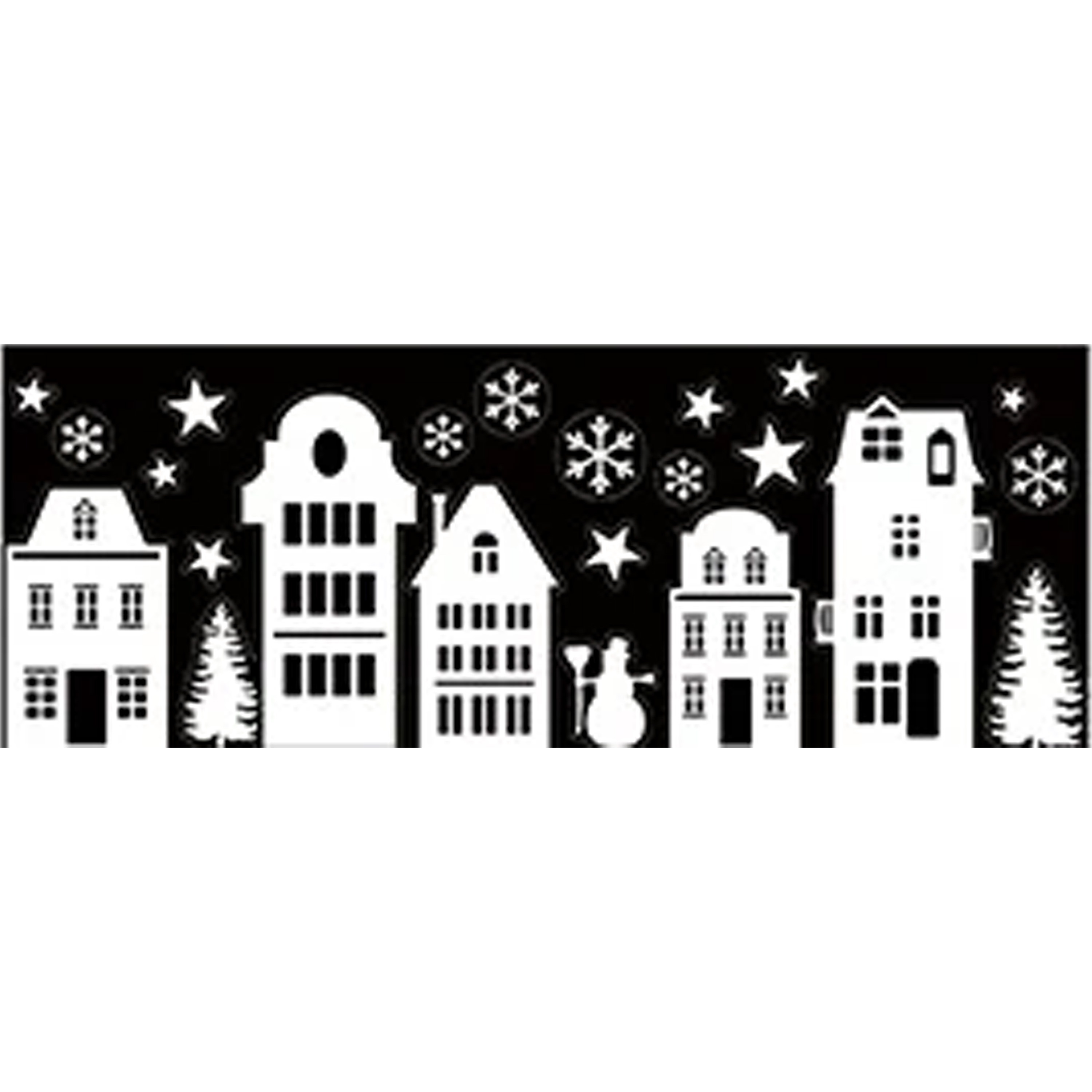 Anna's Collection Kerst raamstickers Huisjes met maan - vel van x 28 cm - raamdecoratie -