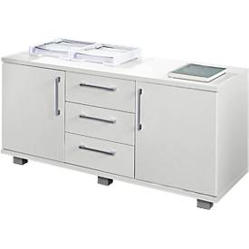 Schäfer Shop Genius Sideboard met schuifladen en deuren, B 1200 x D 500 x H 720 mm, wit/wit