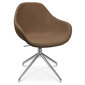 Topstar Vergaderstoel  Sitness Life 2.0, draaibaar/zitting in hoogte verstelbaar, armleuningen, B 450 x D 390 x H 440-470 mm, 4-poots onderstel, gepolijst aluminium & stof, h.bruin