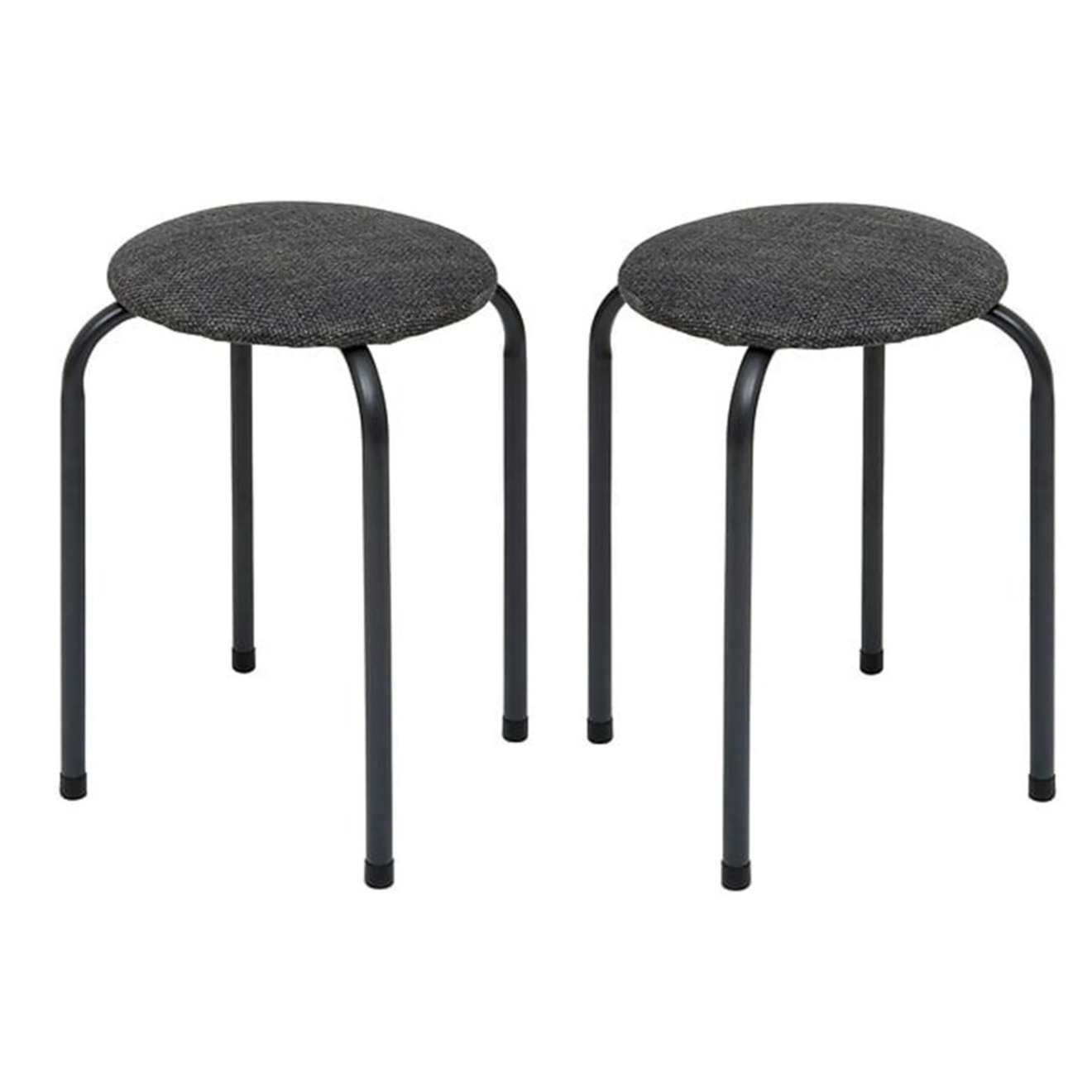 5five Stapelbaar zit krukje Fierra - 2x - metaal/polyester - antraciet - D38 x H46 cm - stoelen -