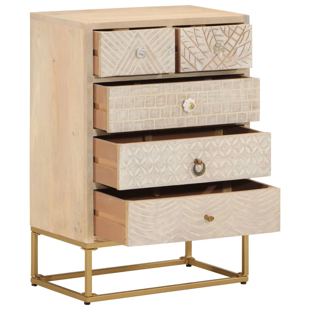 vidaXL Ladekastje 55x30x76 cm massief mangohout en ijzer