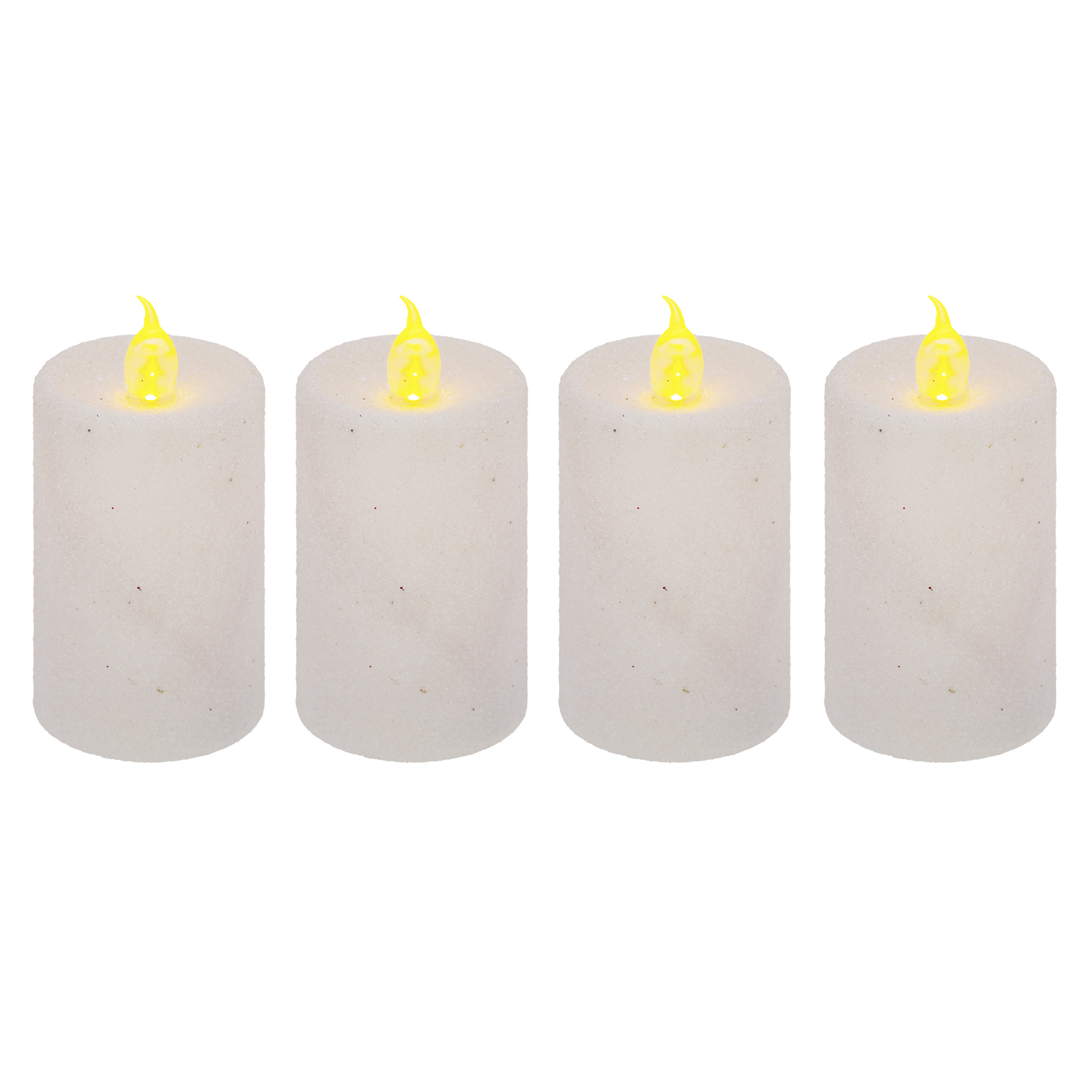 Feeric lights & Christmas Feeric lights and christmas Kaarsen - 4x stuks - wit - LED - H7,5 cm - glans en glitterafwerking -