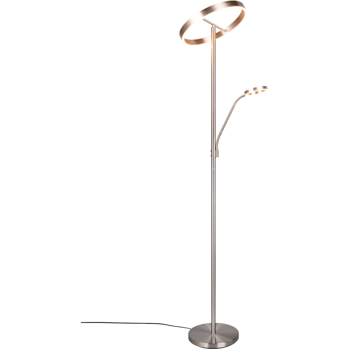 BES LED LED Vloerlamp - Trion Sillie - 44.5W - Aanpasbare Kleur - Dimbaar - Mat Nikkel - Metaal