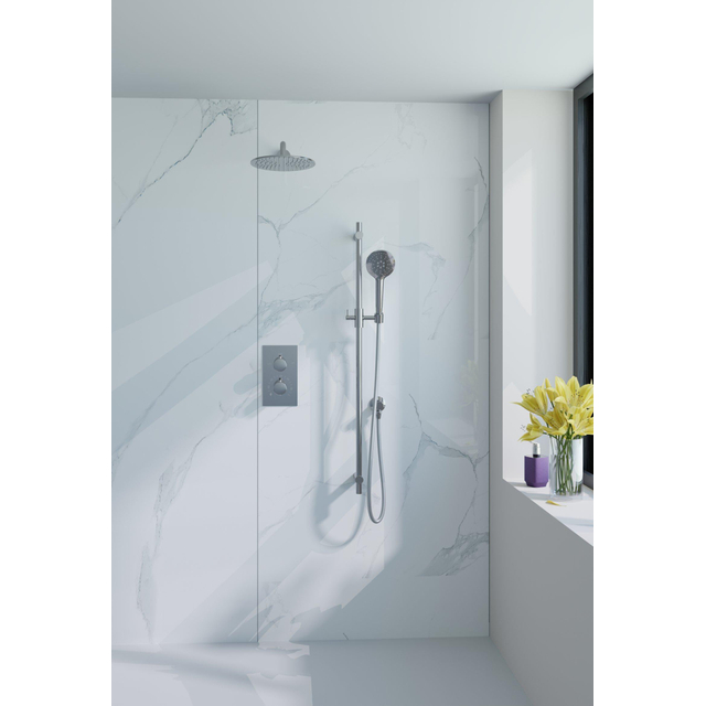 Fortifura Calvi Inbouw Regendoucheset - thermostatisch - wandarm - glijstang - 30cm hoofddouche - ronde handdouche - gladde doucheslang - chroom SW496814/SW542643/SW706209/SW1139119/SW720559/SW72