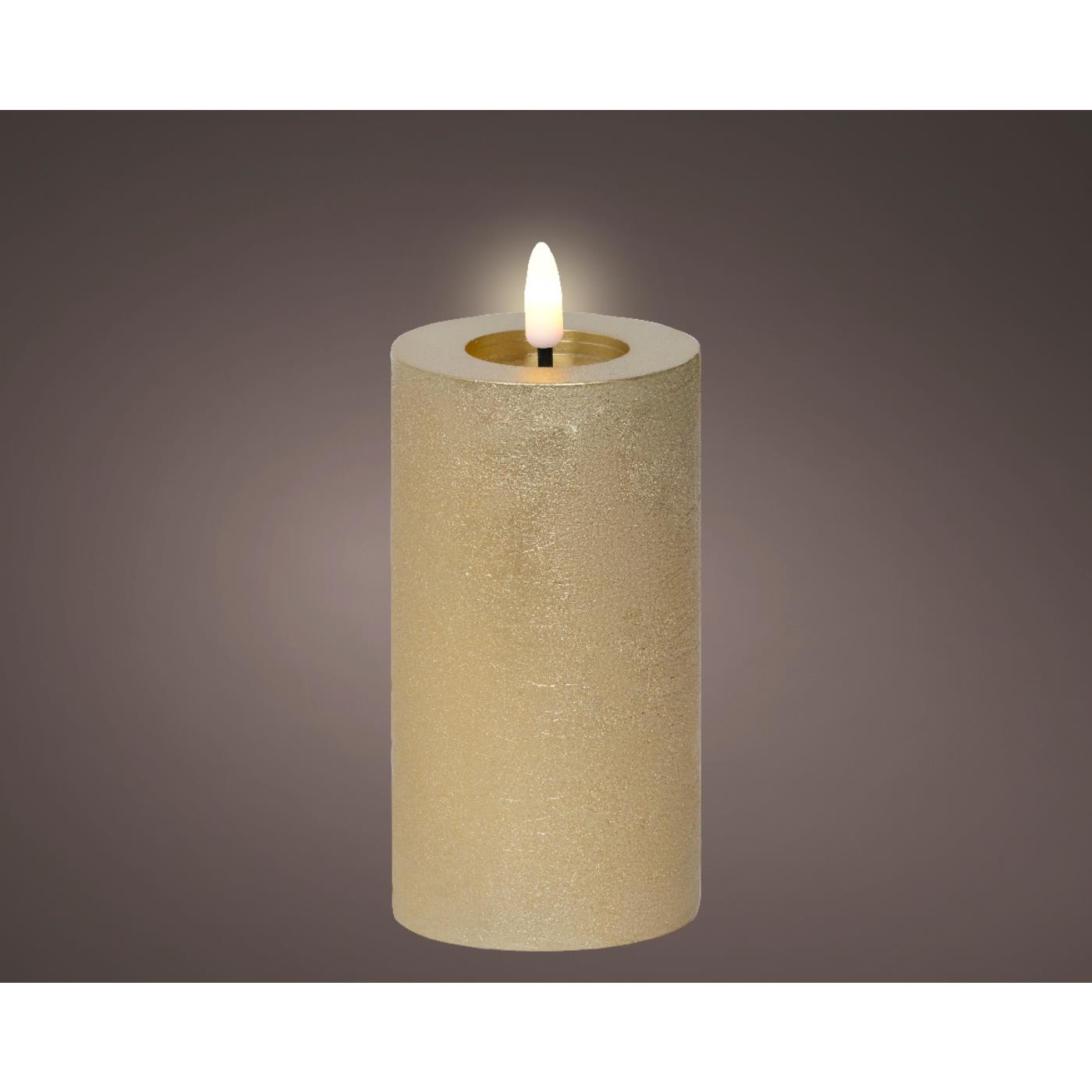 Lumineo LED Kaars wax goud Ø7xH15cm