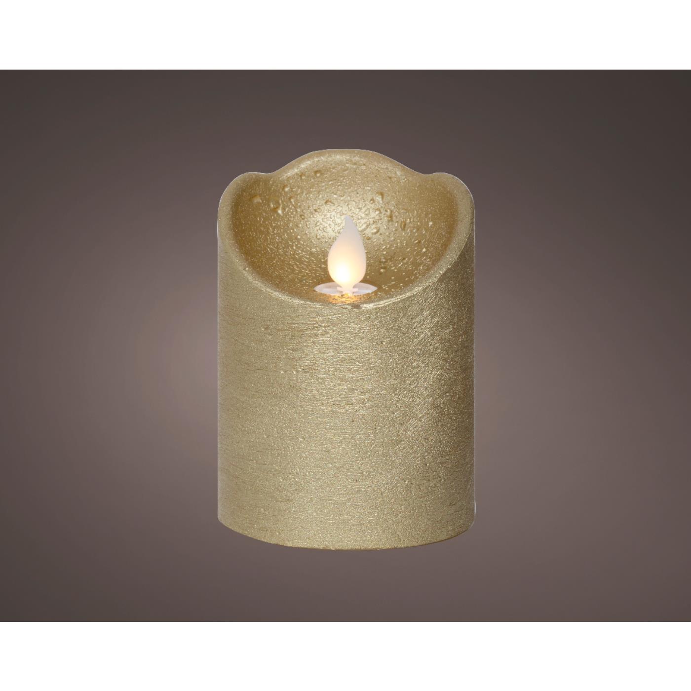Lumineo LED Waving kaars wax goud Ø7,5xH10cm