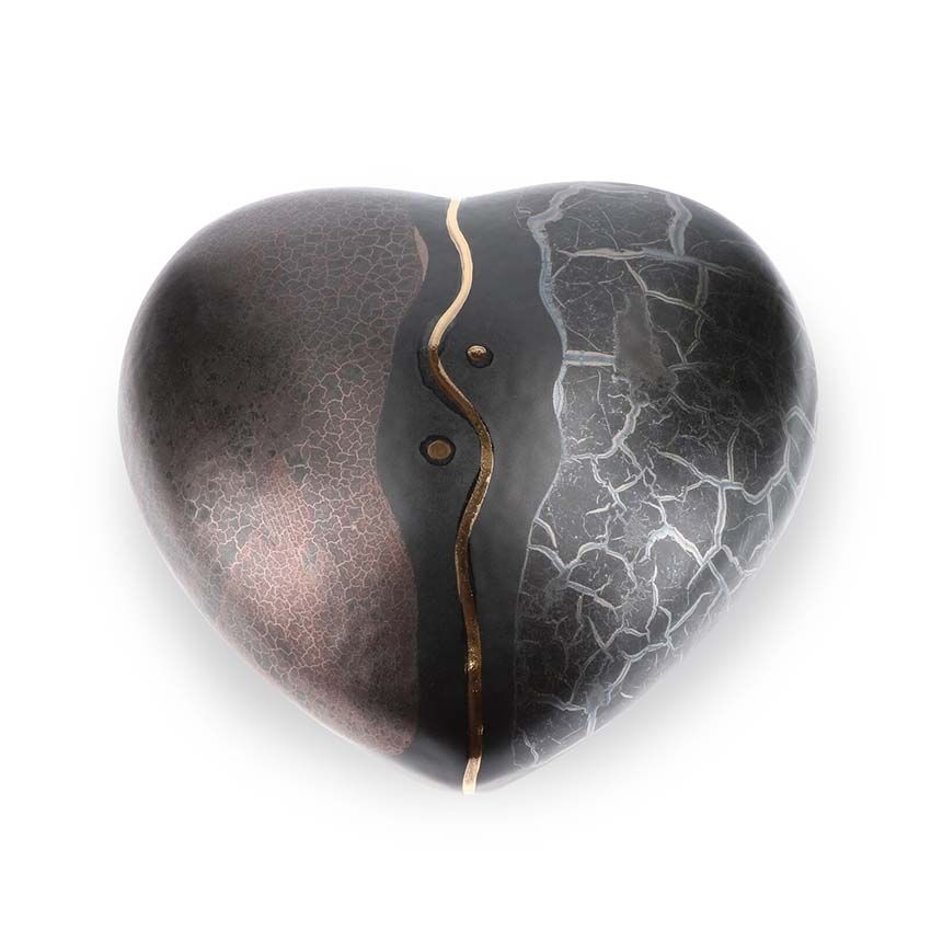 Urnwebshop Keramische Gebroken Hart Urn, Zwart (3 liter)