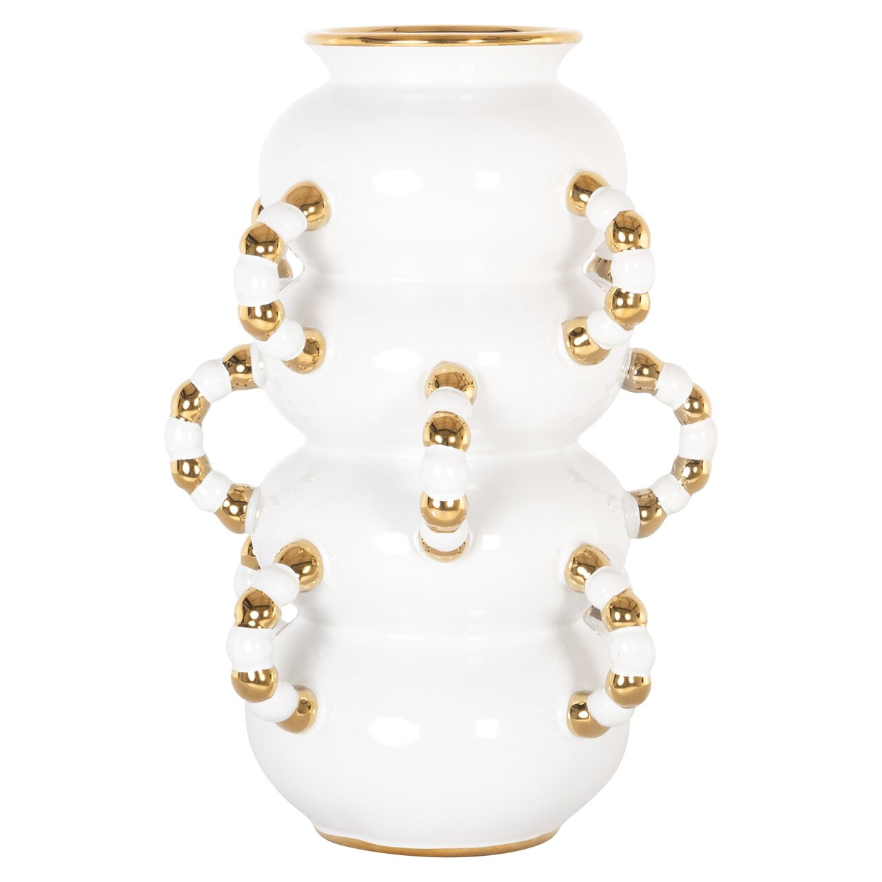 Richmond Interiors Richmond Vaas Pippy 35cm - Wit/Goud