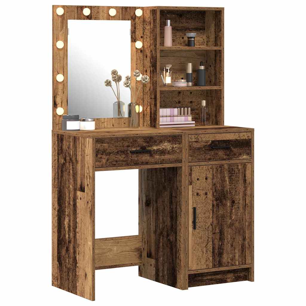 vidaXL Toilettafel Set 2 pcs Oud hout 50 x 41 x 135 cm Bewerkt hout