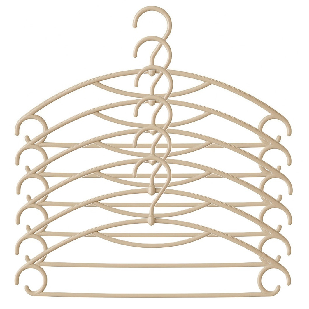 5five Kledinghangers - 16x stuks - geribbeld kunststof - beige - x 20 cm -