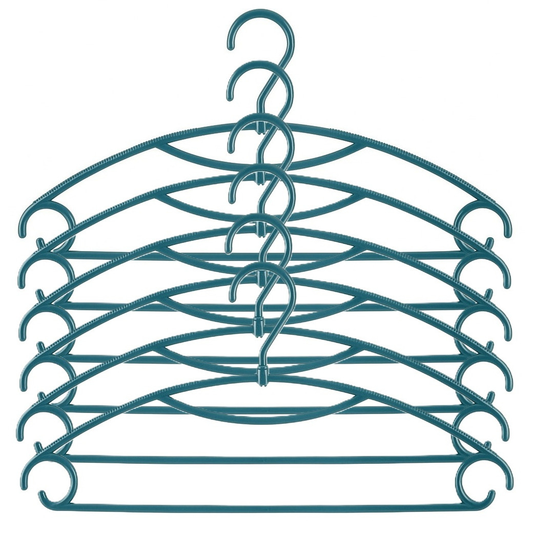 5five Kledinghangers - 32x stuks - geribbeld kunststof - petrol - x 20 cm -