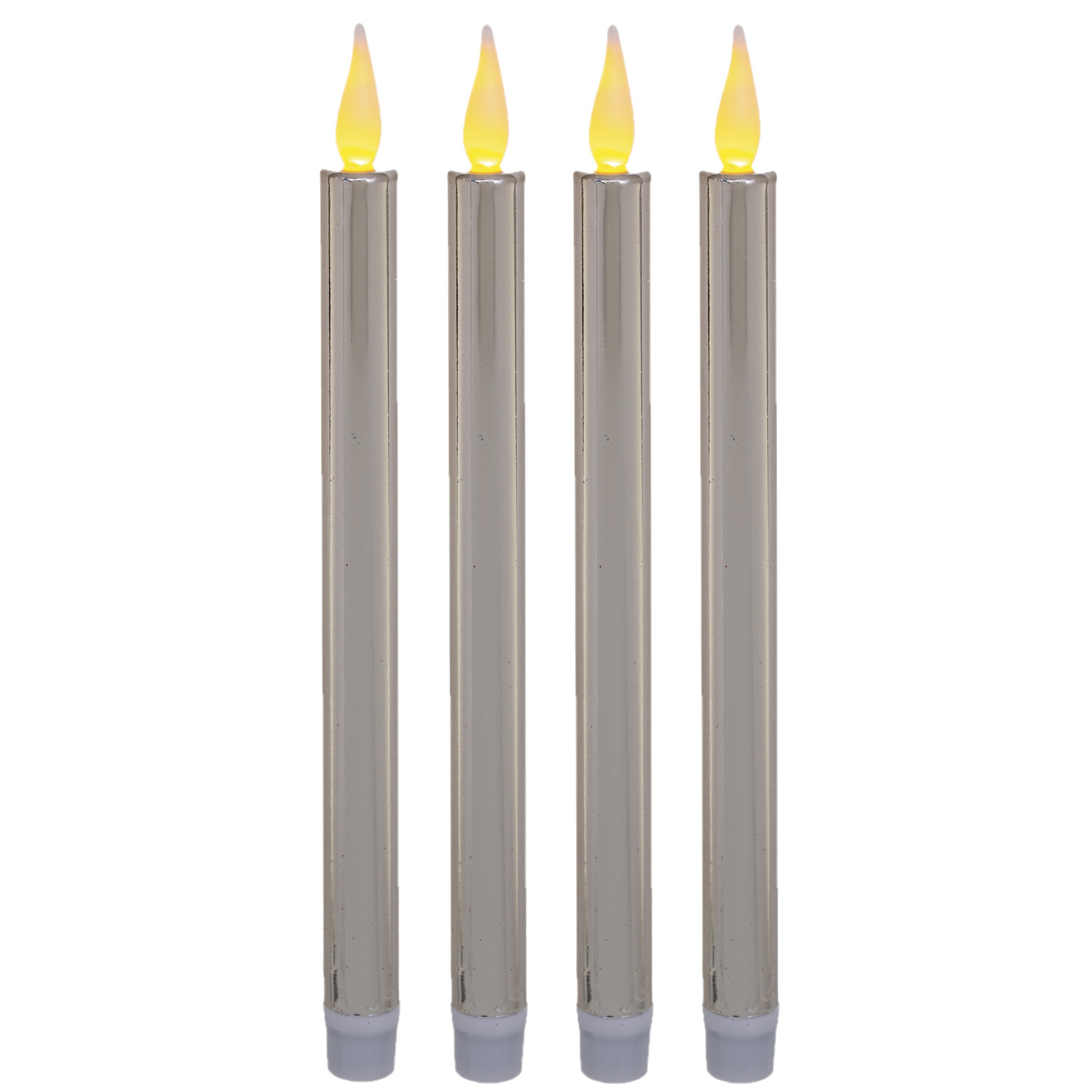 Feeric lights & Christmas Feeric lights and christmas LED dinerkaarsen - 4x stuks - zilver glitters - 28 cm - dunne kaarsen - -