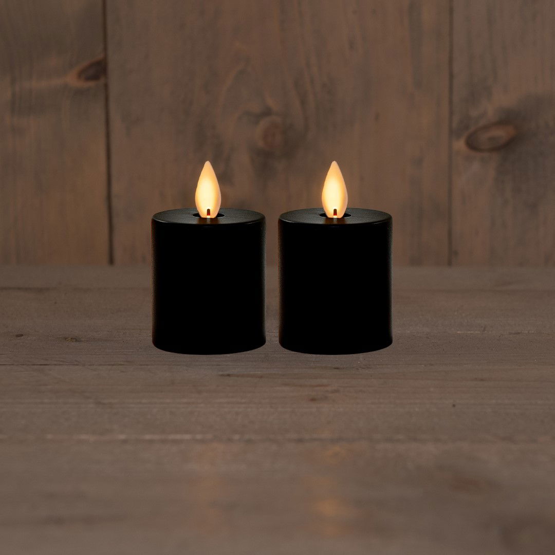 Annas collection B.O.T. 2Pcs Candles Black 4,5X8 cm Moving Flame 2X2Aaa - 