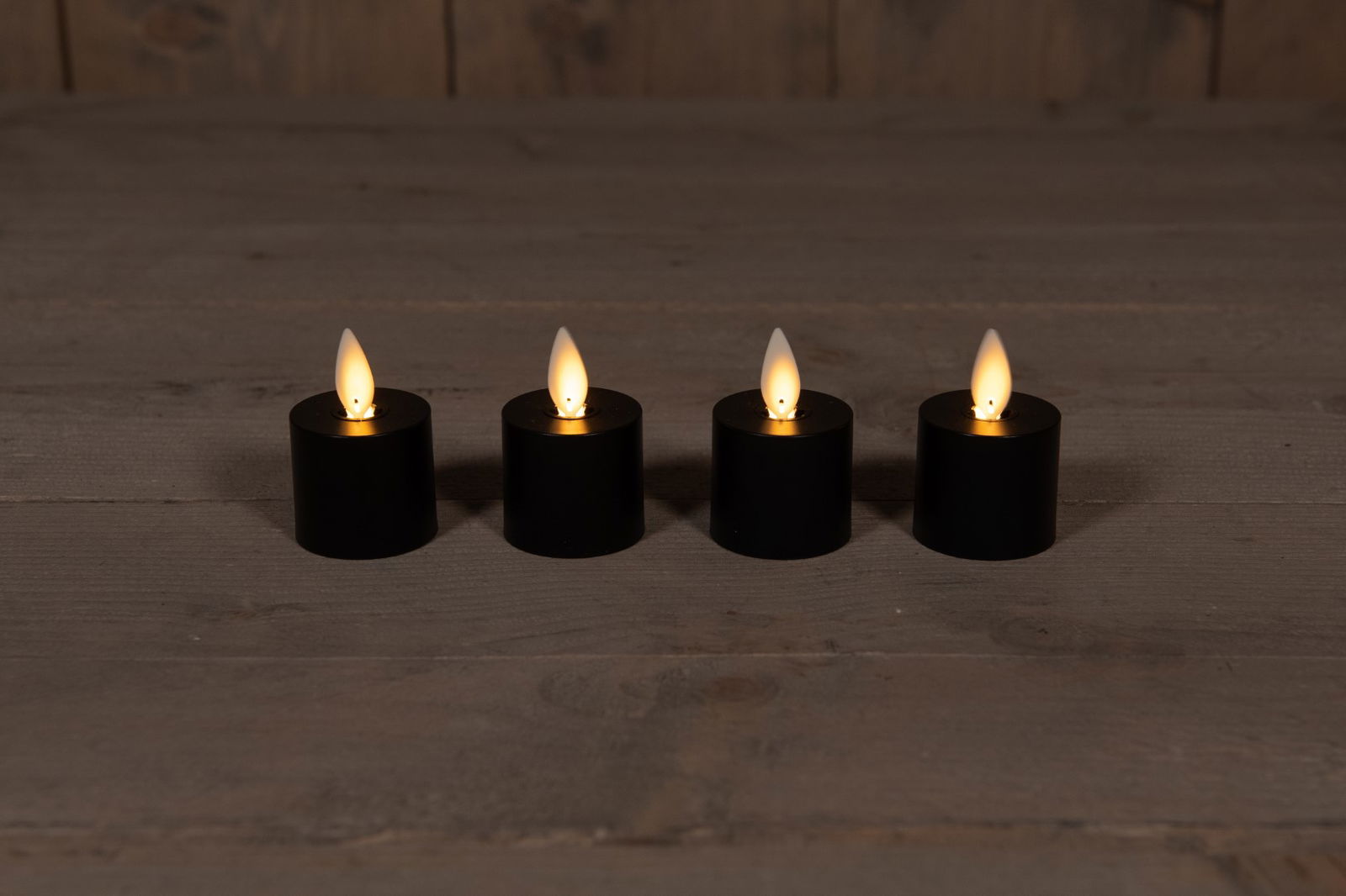 Annas collection Extension Set 4 Rechargeable Black Tealight Moving Flame - 
