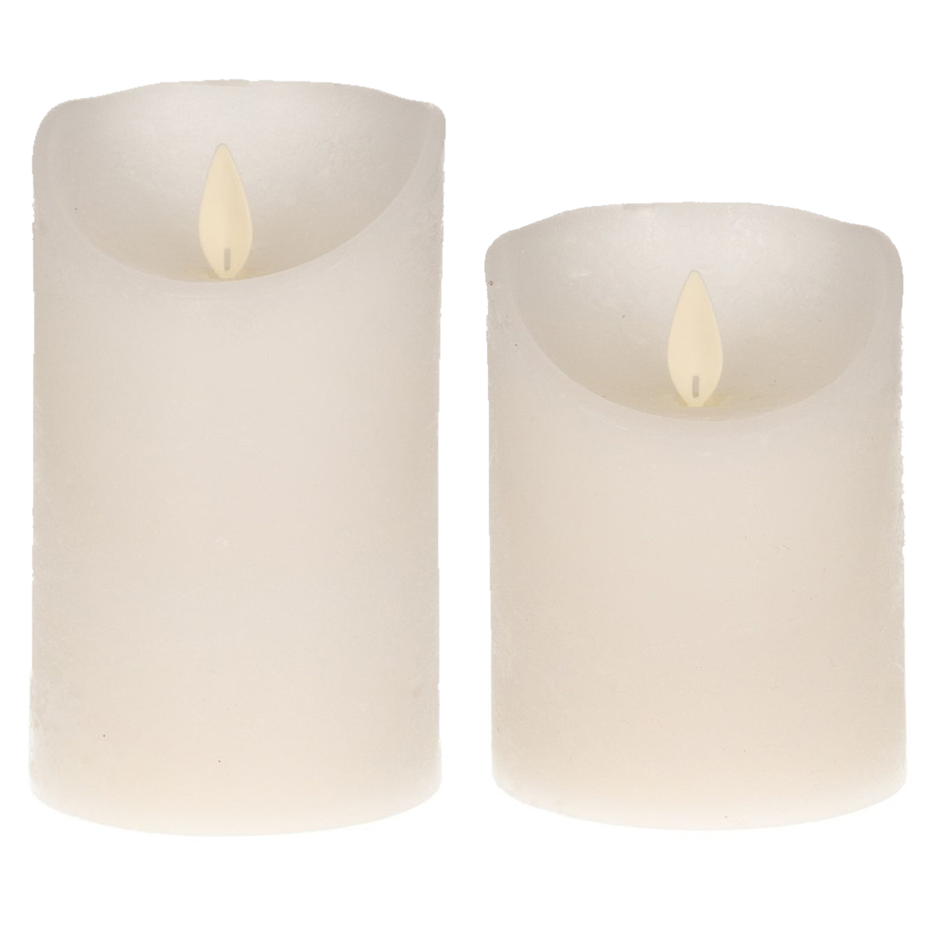 Anna's Collection LED kaarsen/stompkaarsen - set 2x - wit - H10 en H12,5 cm - bewegende vlam -