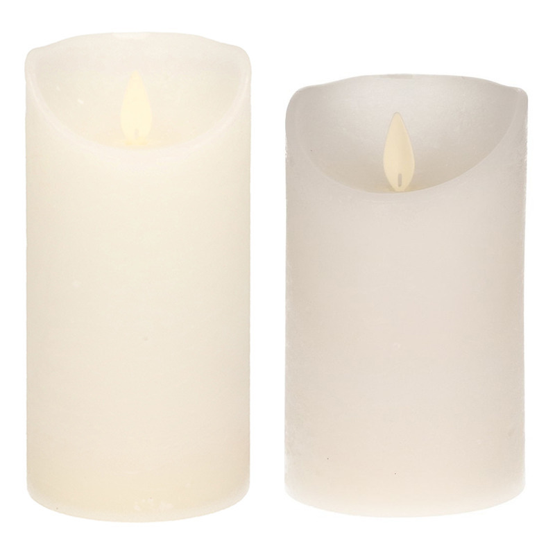 Anna's Collection Set van 2x stuks Sneeuw Witte Led kaarsen met bewegende vlam -