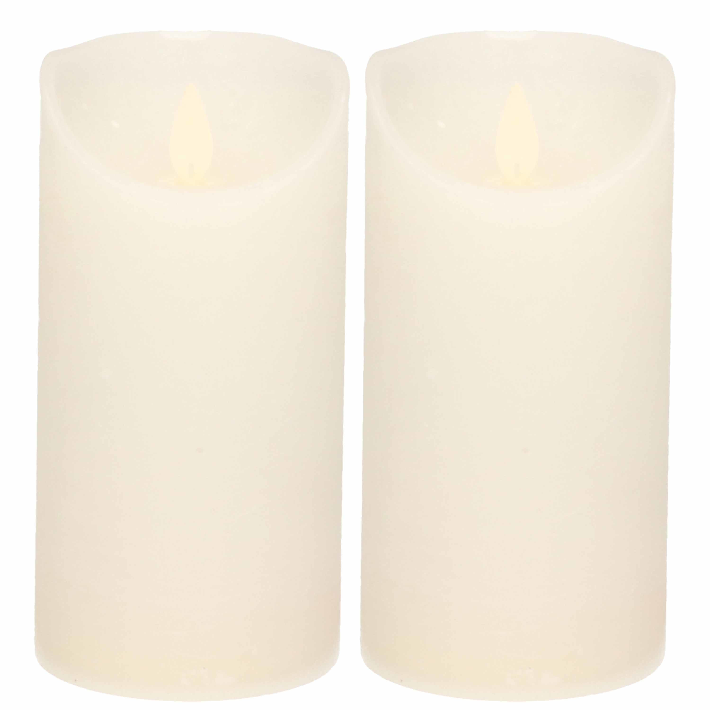 Anna's Collection 2x Witte LED kaars / stompkaars met bewegende vlam 15 cm -