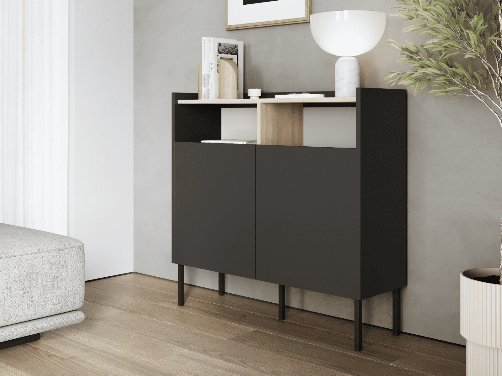 Mobistoxx Dressoir JULIE 2 deuren acacia/zwart