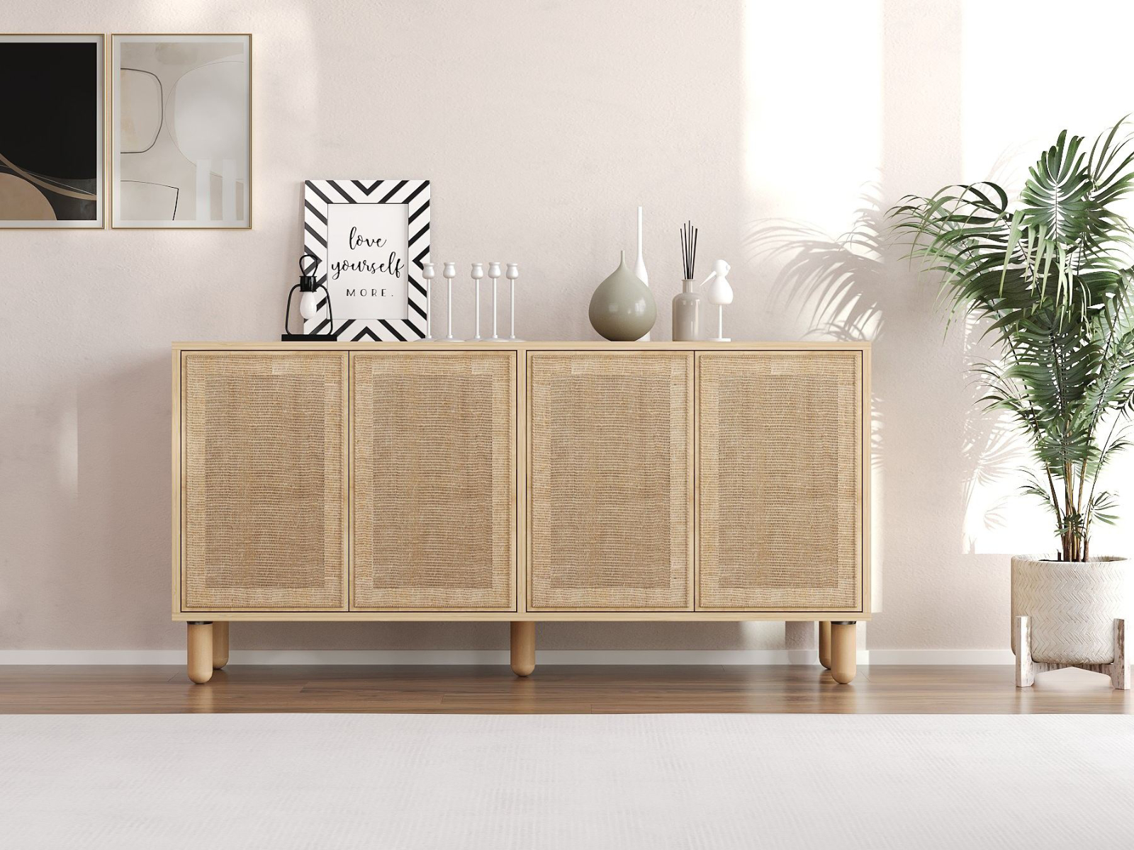 Mobistoxx Dressoir LETU 4 deuren saphire eik met jute effect