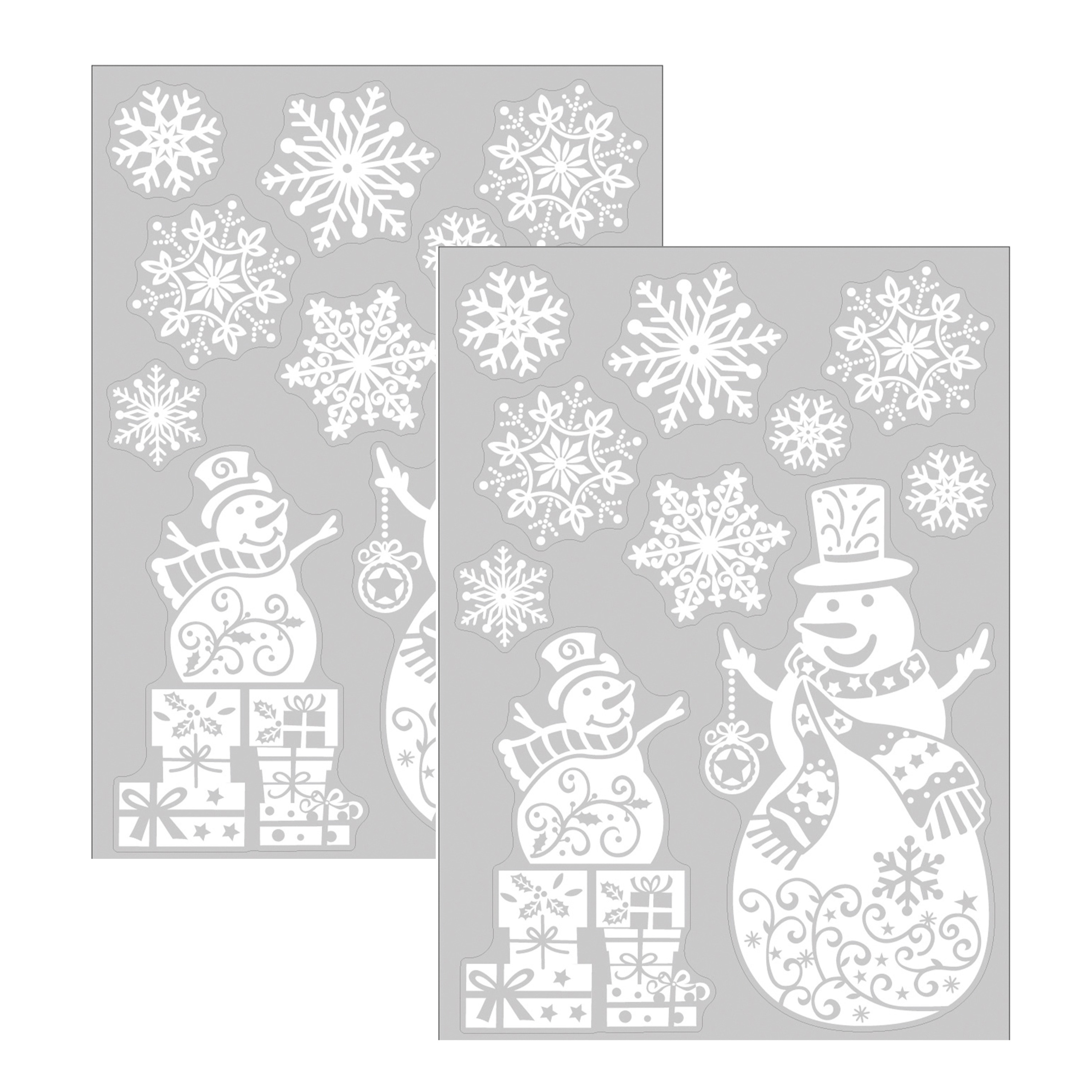 Anna's Collection Kerst raamstickers Sneeuwpop - 2x - vel van x 28 cm - raamdecoratie -
