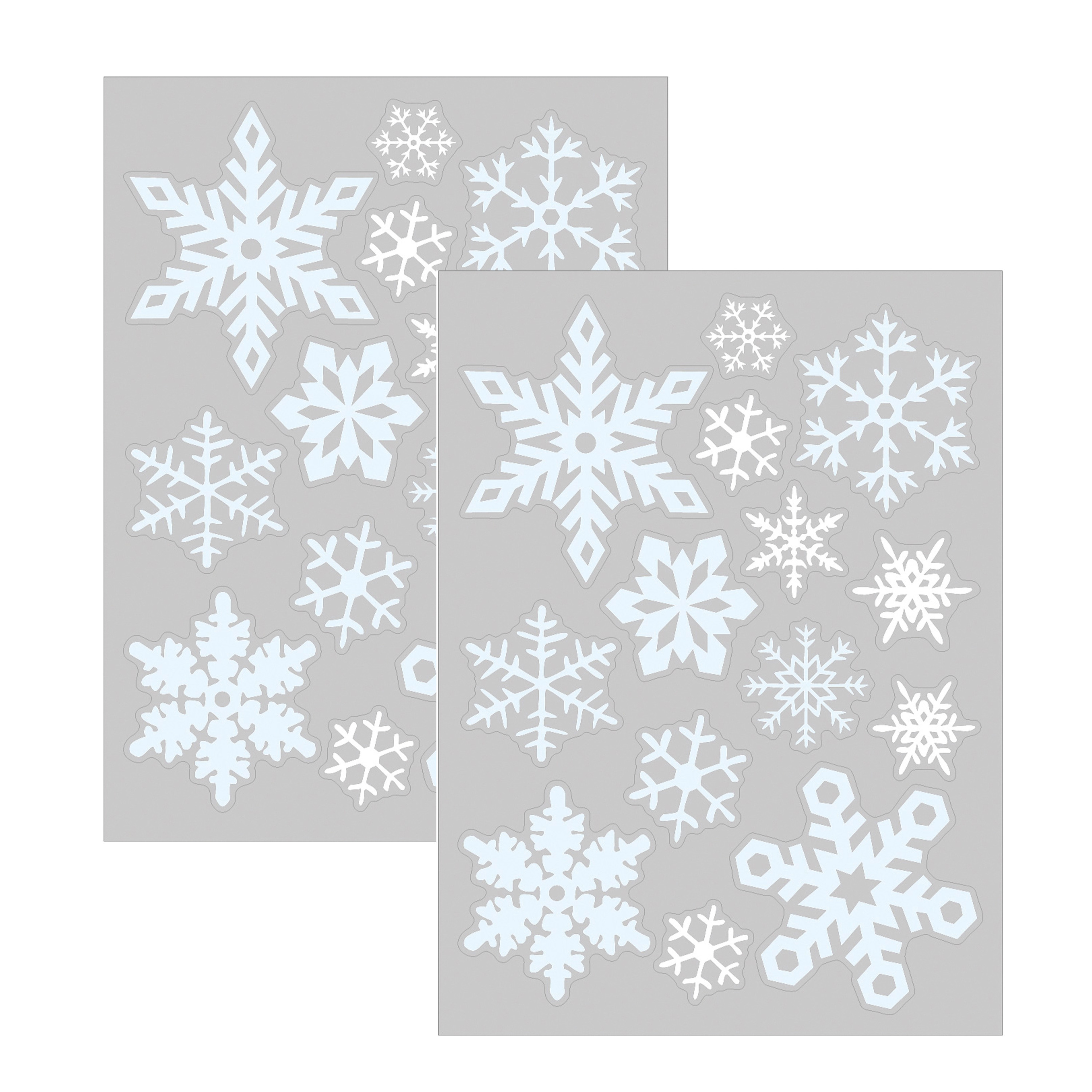 Anna's Collection Kerst raamstickers witte sneeuwvlokken - 2x - vel van x 28 cm - raamdecoratie -