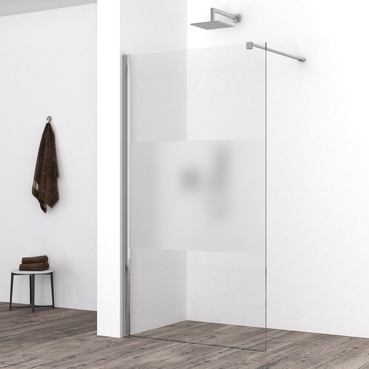 Wiesbaden Comfort Inloopdouche 100x200cm Nano Helder/Melkglas Chroom