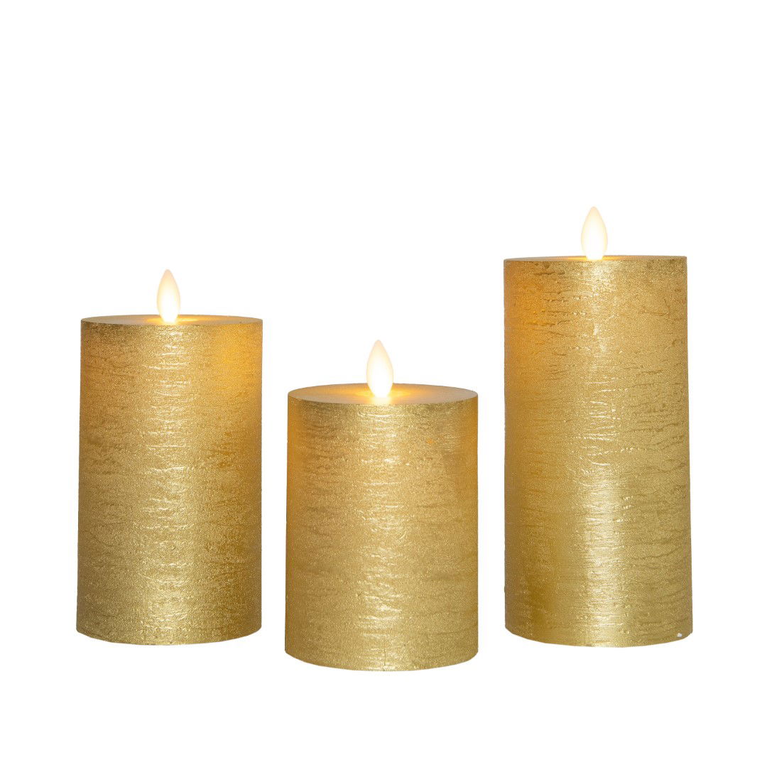 Annas collection Stompkaars-USB wax d7,5 cm goud set van 3 - 