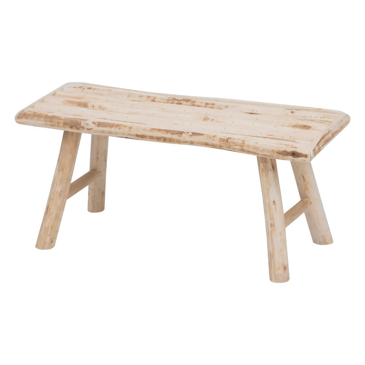 Home & Styling zit krukje - bijzet bankje tafeltje - hout - naturel kleur - L70 x B26 x H31 cm -