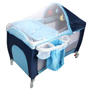 Costway 3 in 1 Opvouwbaar Babybedje Luiertafel Afneembaar en Verstelbaar Net Inclusief Muziekdoos Hangend Speelgoed en Draagtas