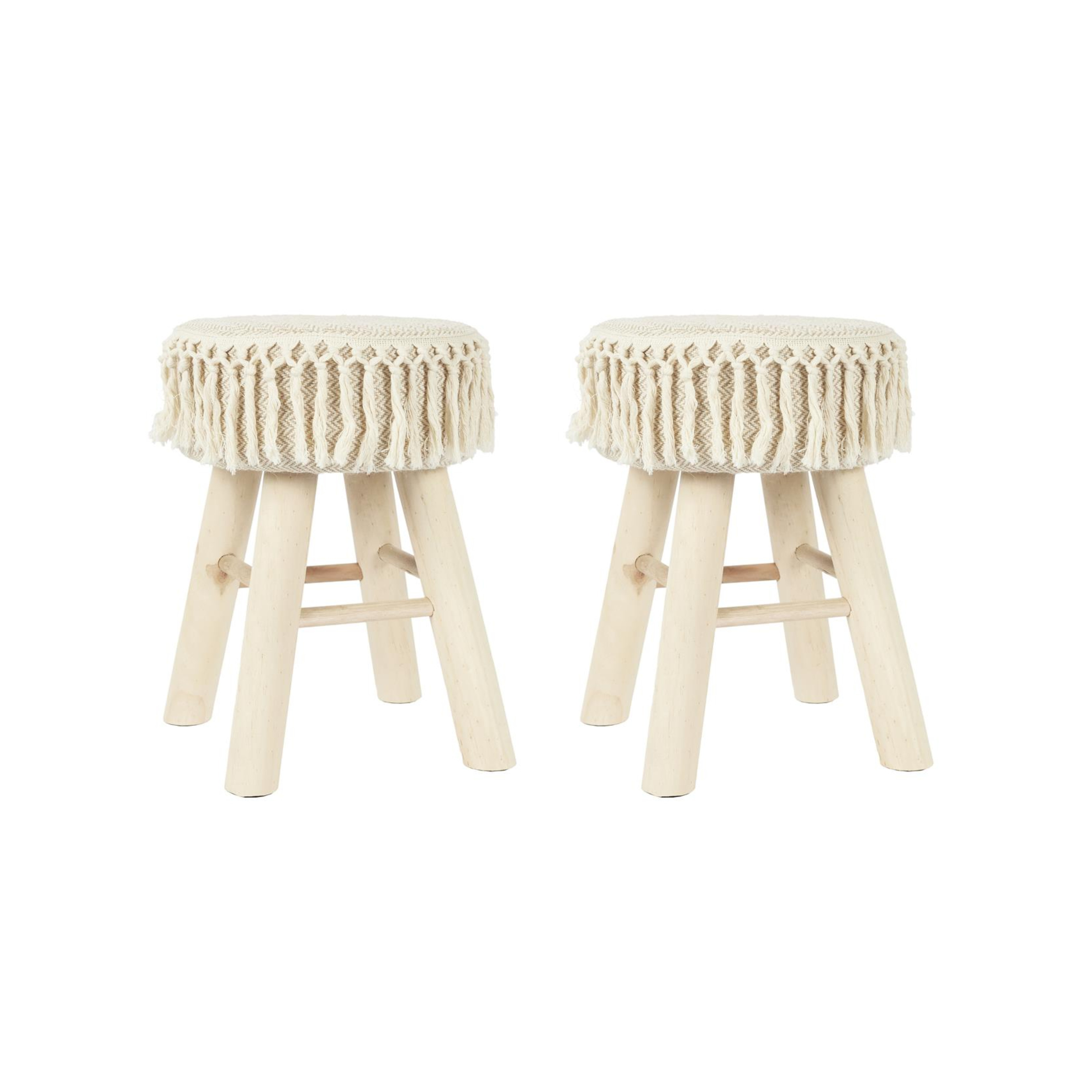 Home Deco Factory Krukje - 2x - hout - beige - bohemian - ibiza - decoratie -