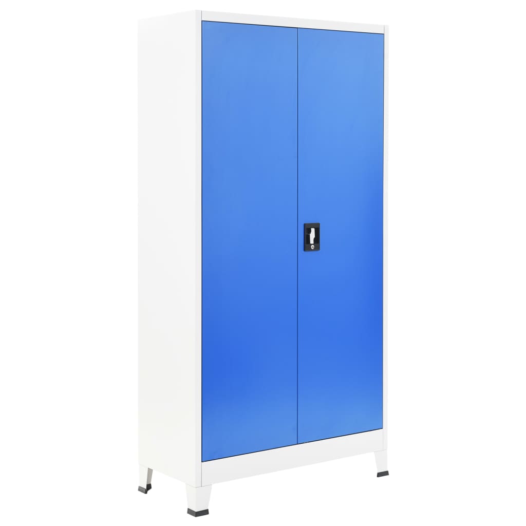 vidaXL Lockerkast met 2 deuren 90x40x180 cm metaal grijs en blauw