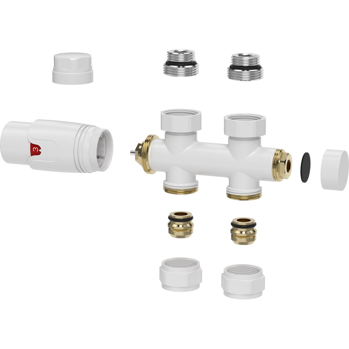 Riko Set Theromstatisch Onderblok Recht Glans Wit