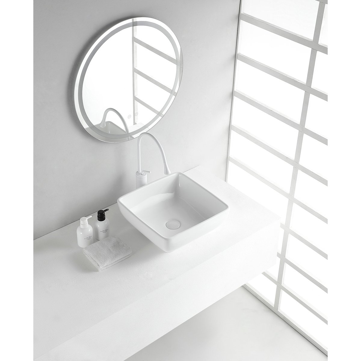 Wiesbaden Piazza Waskom Vierkant - 40x40x15cm - Keramiek - Glans Wit