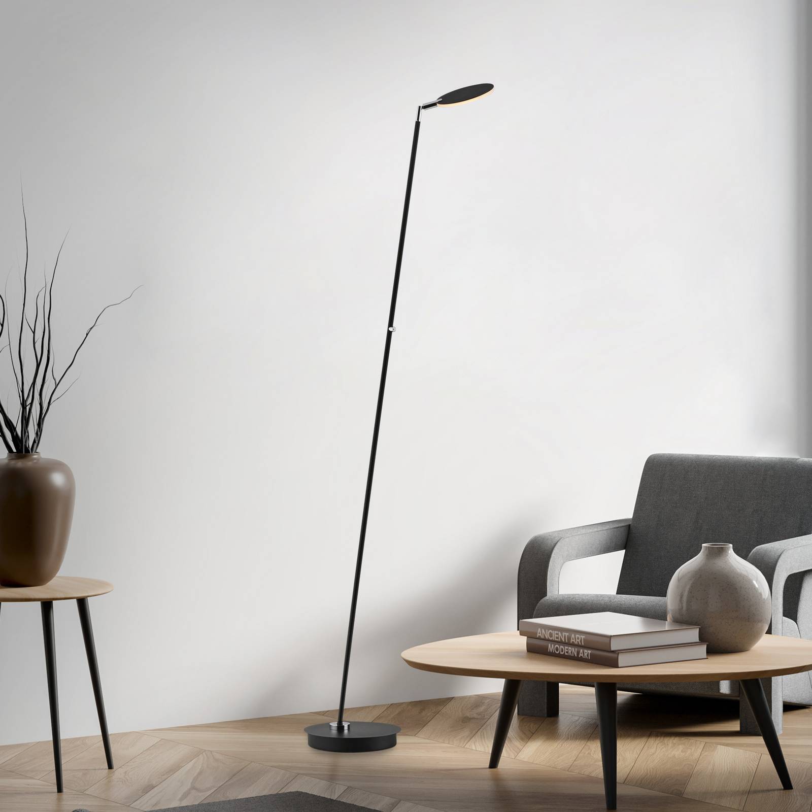 PAUL NEUHAUS LED vloerlamp Akku-Bente, zwart, CCT, USB-C