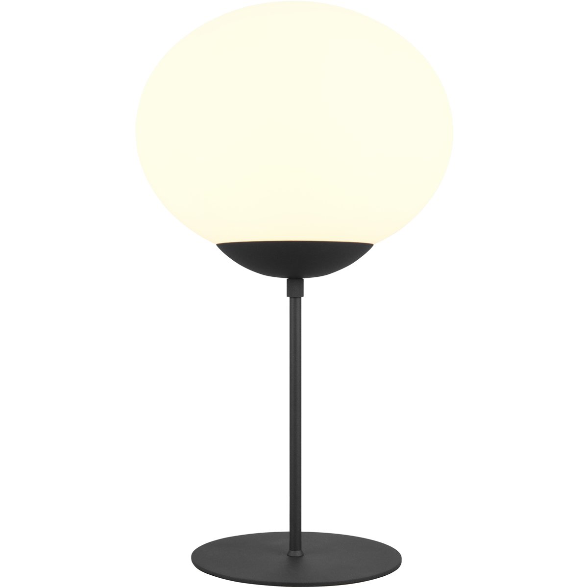 BES LED LED Tafellamp - Tafelverlichting - Trion Otmen - E27 Fitting - Rond - Wit Glas - Mat Zwart - Metaal